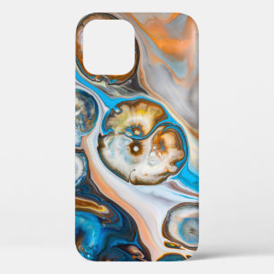 Blue and white abstract painting iPhone 12 case