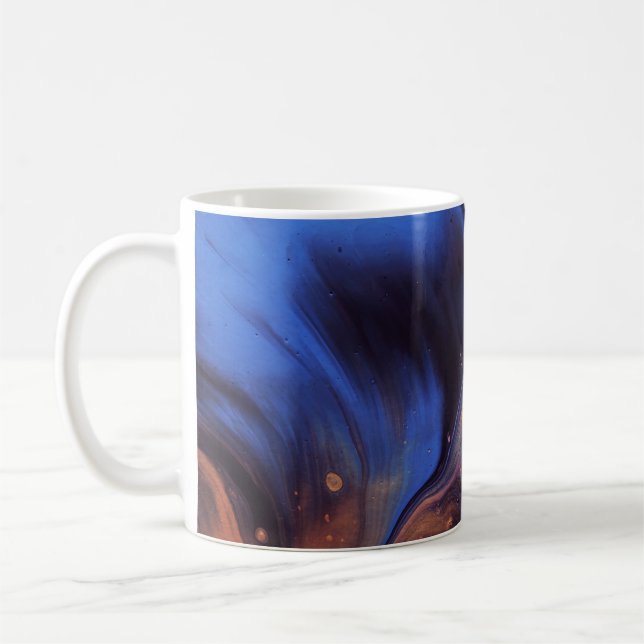 BLUE AND WHITE ABSTRACT PAINTING COFFEE MUG (Left)