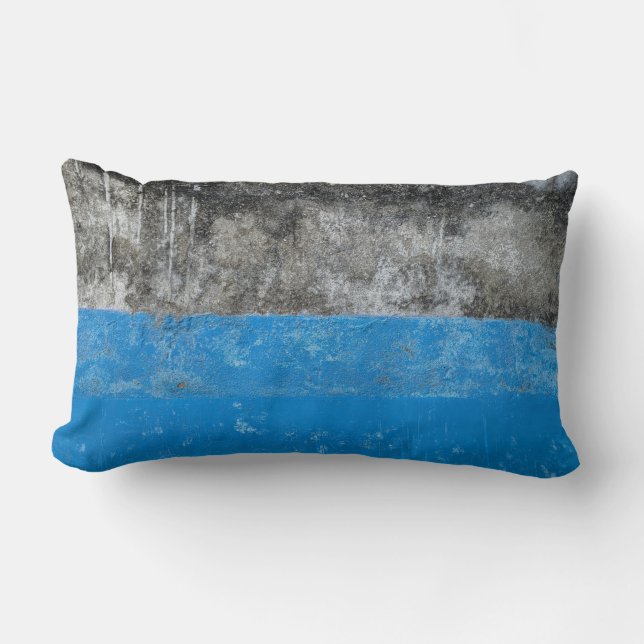 Blue and white abstract painting lumbar cushion (Front)