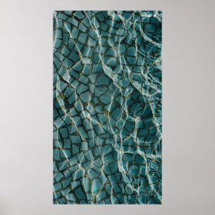 Blue and white abstract painting poster