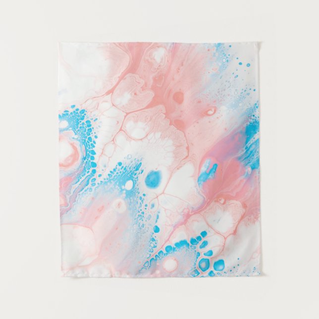 Blue and white abstract painting tapestry (Front)