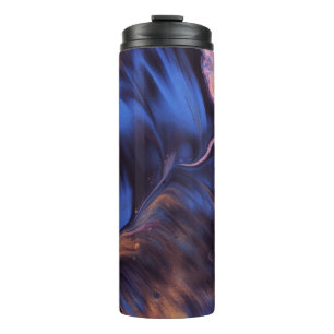 BLUE AND WHITE ABSTRACT PAINTING THERMAL TUMBLER