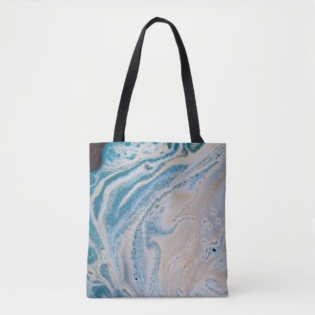 Blue and white abstract painting tote bag (Front)