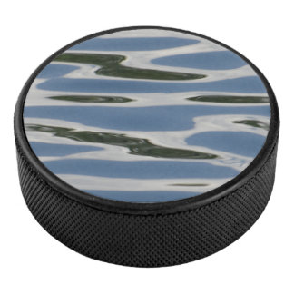 Blue And White Abstract Pattern Hockey Puck