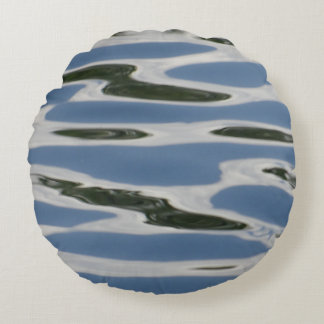 Blue And White Abstract Pattern Round Cushion