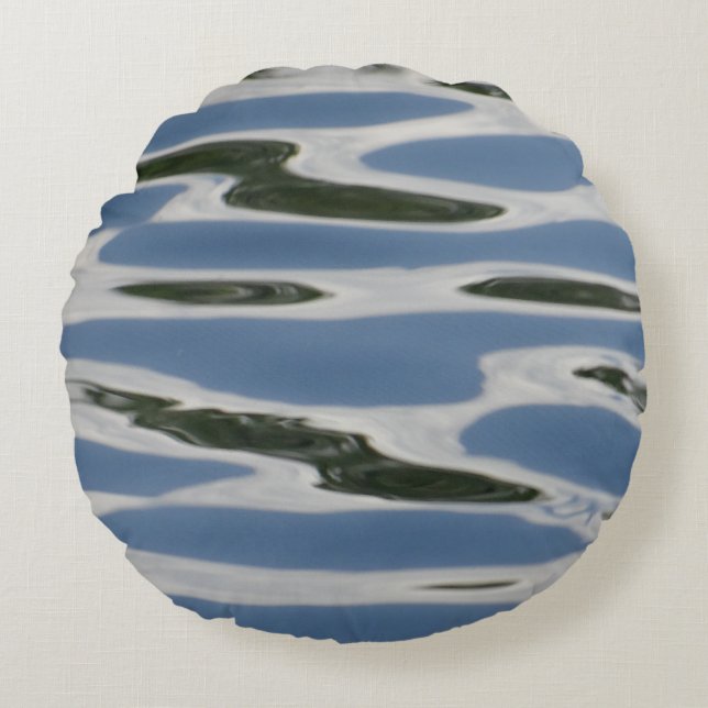 Blue And White Abstract Pattern Round Cushion (Front)