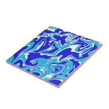 Blue and White Abstract Swirls Marble Pattern