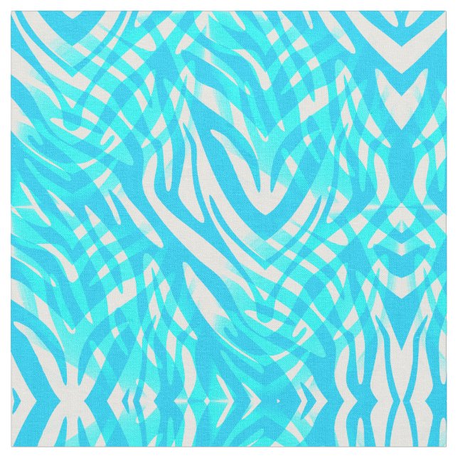 Blue and White Abstract Zebra Fabric (Close Up)