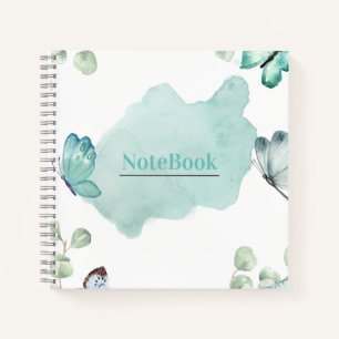 Blue and White Aesthetic Butterfly 8.5" x 8.5" Notebook