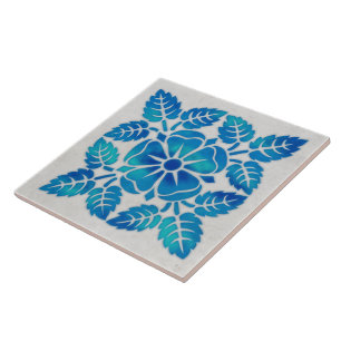 Blue and white aesthetic pattern tile