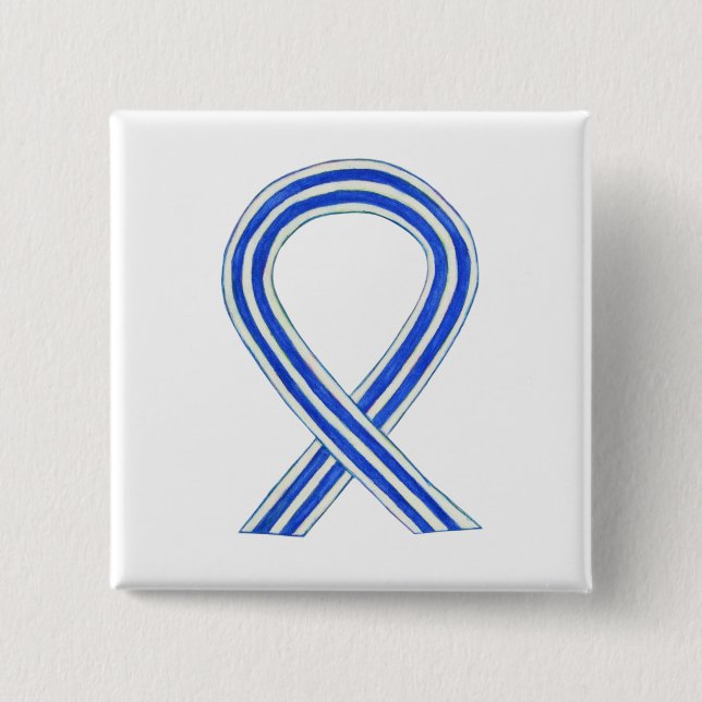 Blue and White ALS Ribbon Awareness Custom Pin (Front)