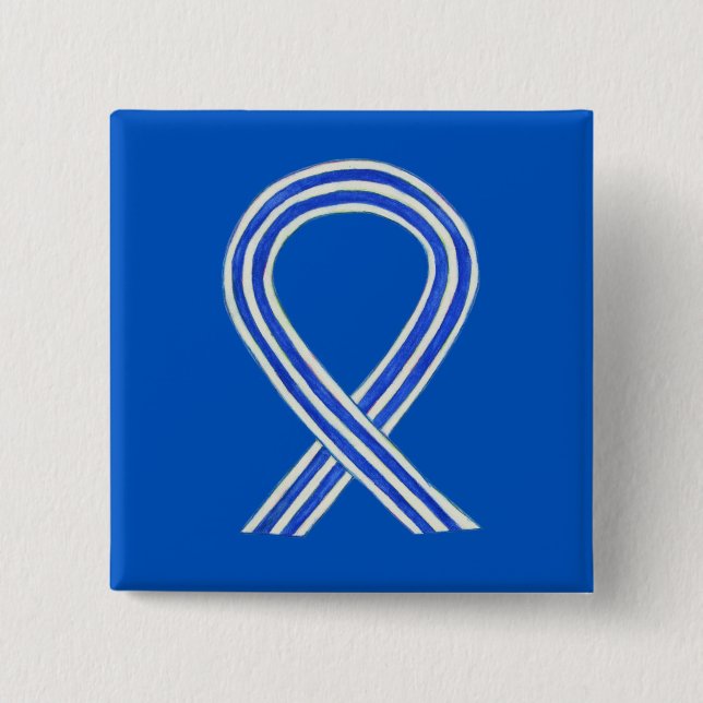 Blue and White ALS Ribbon Awareness Custom Pin (Front)