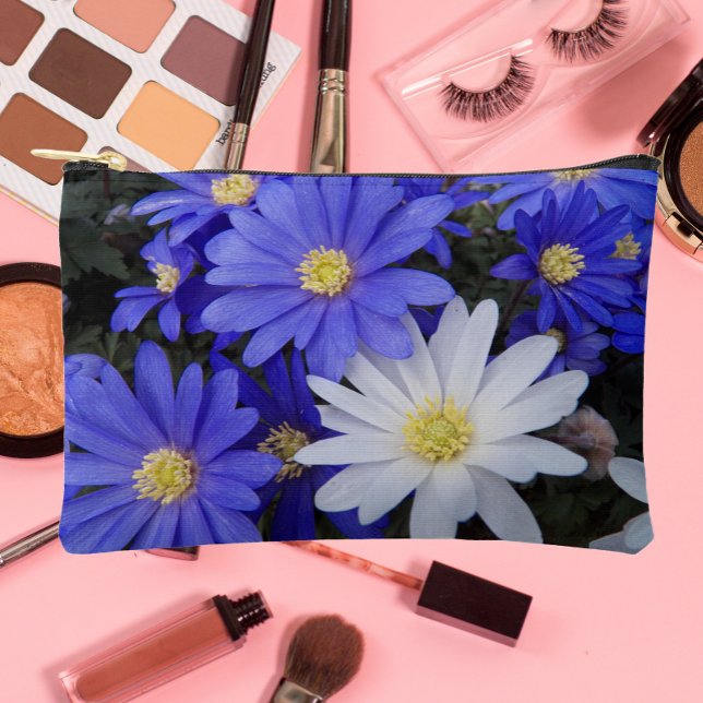 Blue and White Anemones Floral Accessory Pouch (In Situ)