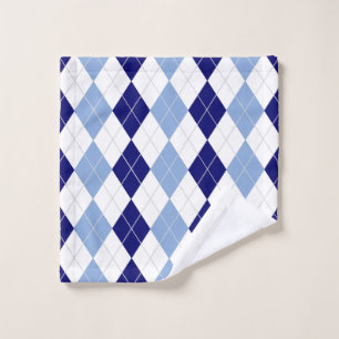 Blue and White Argyle Wash Clock Cloth