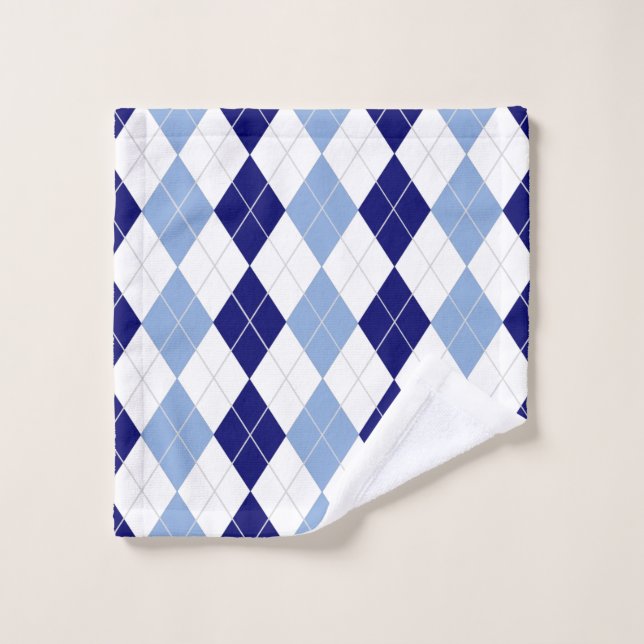 Blue and White Argyle Wash Clock Cloth (Wash Cloth)