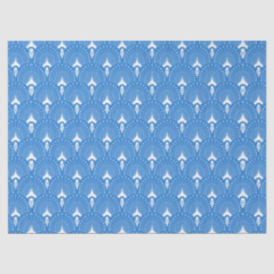 Blue and white art-deco pattern tissue paper