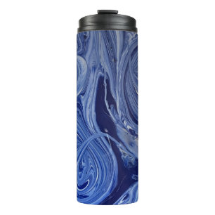 Blue and white artwork thermal tumbler