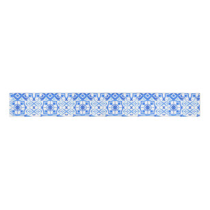 Blue and White Azulejo Spanish Azul Pattern Grosgrain Ribbon