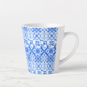 Blue and White Azulejo Spanish Azul Pattern Latte Mug