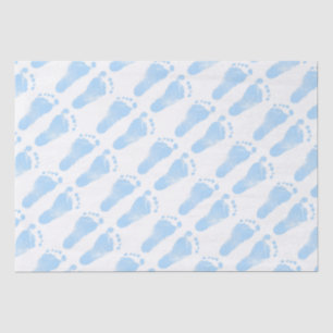 Blue and White Baby Footprints Tissue Paper