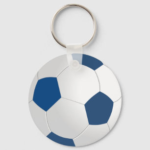 Blue  and white ball   key ring