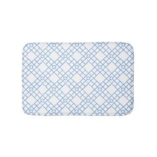 Blue and White Bamboo Lattice  Bath Mat