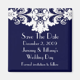 Blue and White Baroque Save the Date Magnet