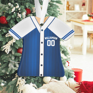 Blue and White Baseball Jersey Ornament