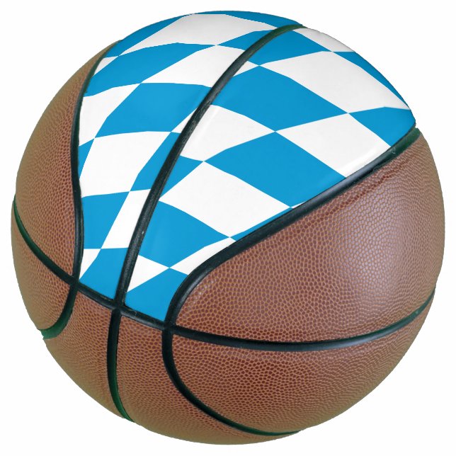 Blue and White Bavaria Diamond Flag Pattern Basketball (Angled)
