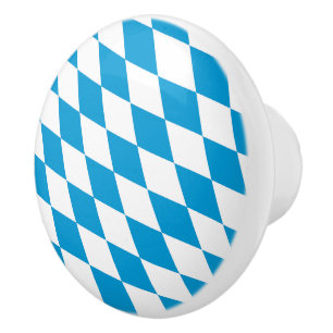 Blue and White Bavaria Diamond Flag Pattern Ceramic Knob