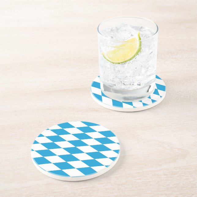 Blue and White Bavaria Diamond Flag Pattern Coaster (Side)