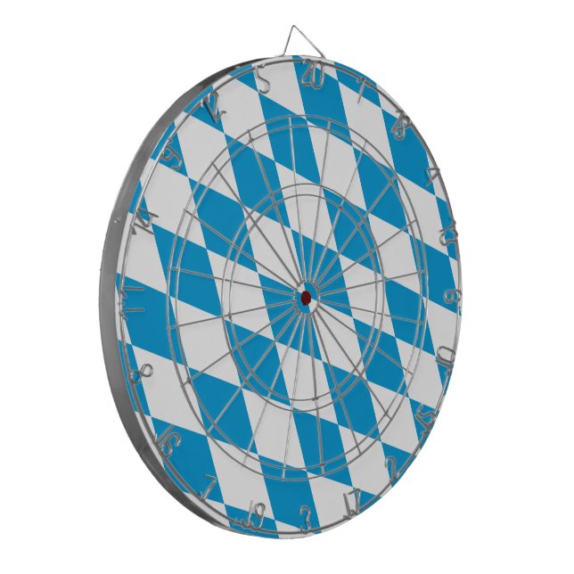 Blue and White Bavaria Diamond Flag Pattern Dartboard (Front Left)