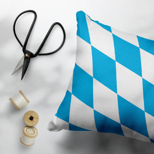 Blue and White Bavaria Diamond Flag Pattern Decorative Cushion