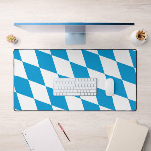 Blue and White Bavaria Diamond Flag Pattern Desk Mat