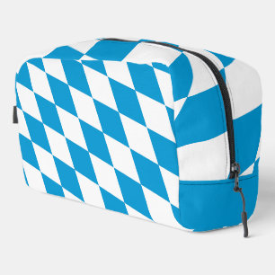 Blue and White Bavaria Diamond Flag Pattern Dopp Kit