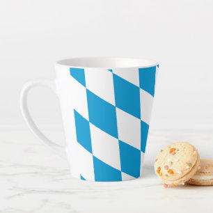 Blue and White Bavaria Diamond Flag Pattern Latte Mug