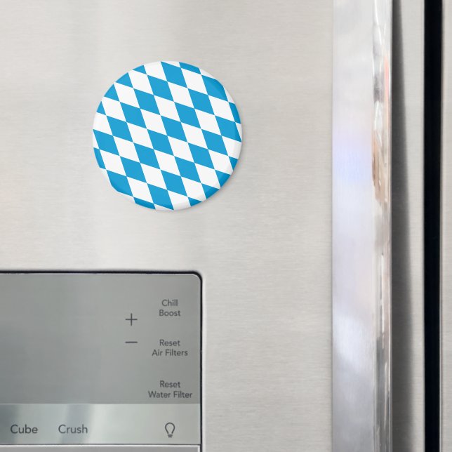 Blue and White Bavaria Diamond Flag Pattern Magnet (In Situ (Fridge))