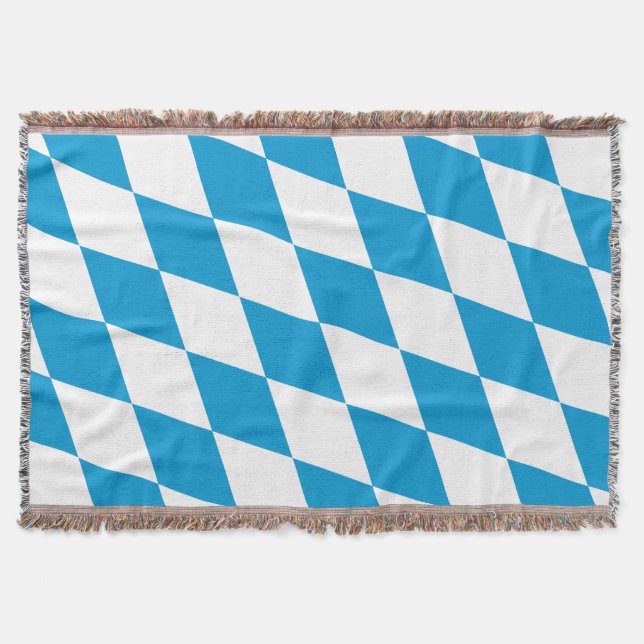 Blue and White Bavaria Diamond Flag Pattern Throw Blanket (Front)