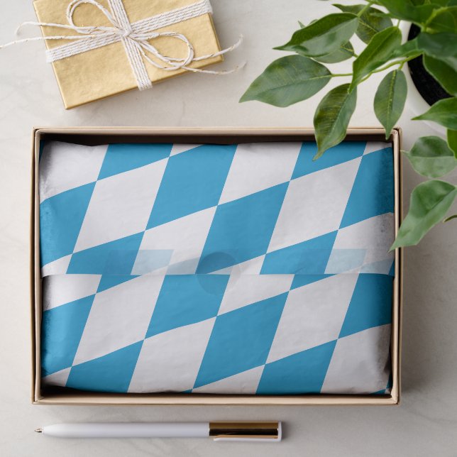 Blue and White Bavaria Diamond Flag Pattern Tissue Paper (Gift)
