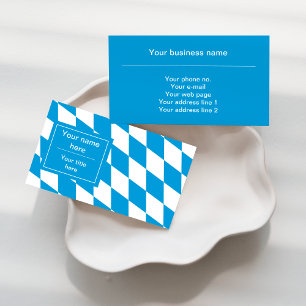 Blue and White Bavaria Flag Pattern Business Card