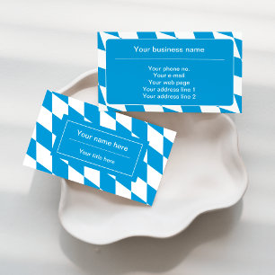 Blue and White Bavaria Flag Pattern Business Card