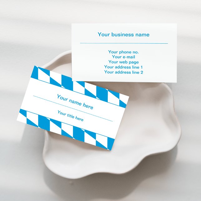 Blue and White Bavaria Flag Pattern Business Card (Creator Uploaded)