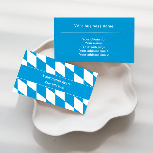 Blue and White Bavaria Flag Pattern Business Card