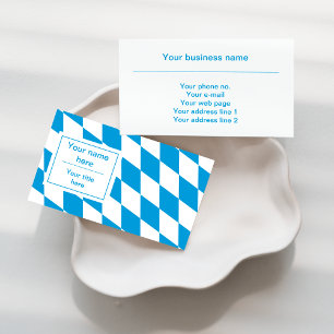 Blue and White Bavaria Flag Pattern Business Card