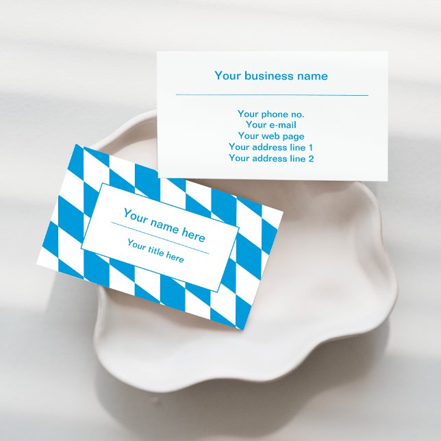 Blue and White Bavaria Flag Pattern Business Card (Creator Uploaded)