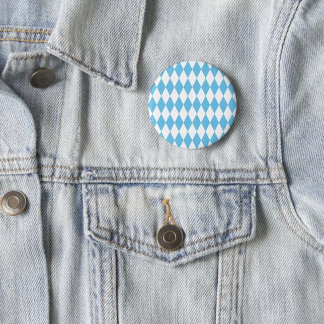 Blue and White Bavaria Rhombus Flag Pattern 6 Cm Round Badge (In Situ)