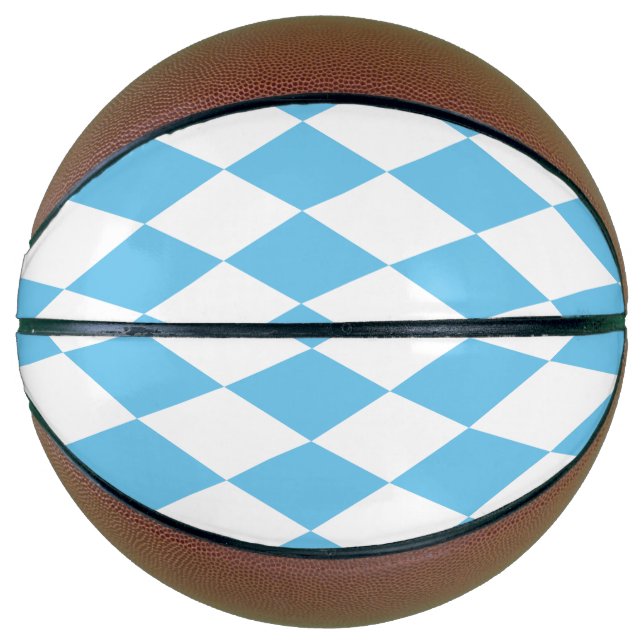 Blue and White Bavaria Rhombus Flag Pattern Basketball (Front)