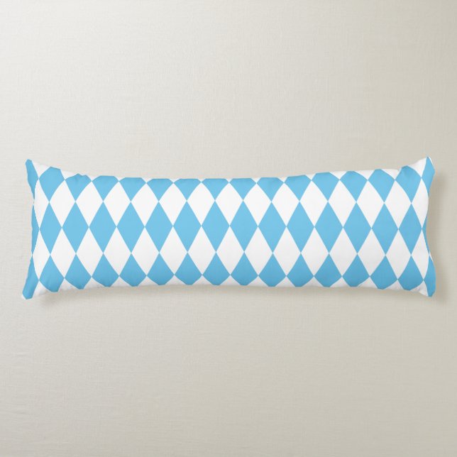 Blue and White Bavaria Rhombus Flag Pattern Body Cushion (Front)