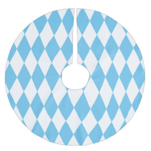 Blue and White Bavaria Rhombus Flag Pattern Brushed Polyester Tree Skirt