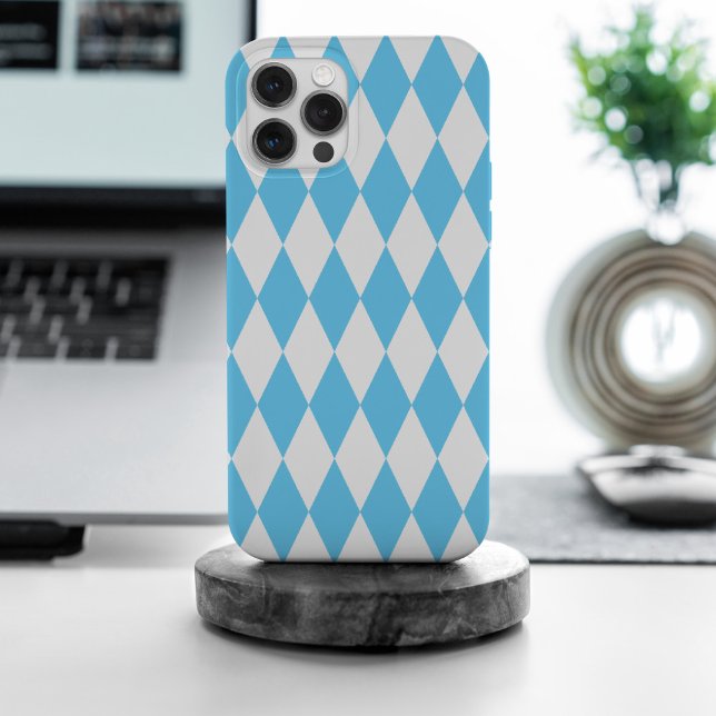 Blue and White Bavaria Rhombus Flag Pattern Case-Mate iPhone Case (Creator Uploaded)